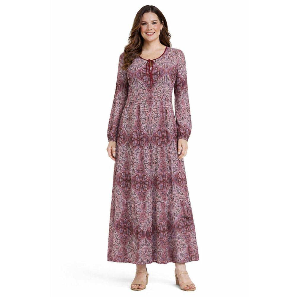 St John's Bay Maxi Dress Size Large NWT Prairie Boho Paisley